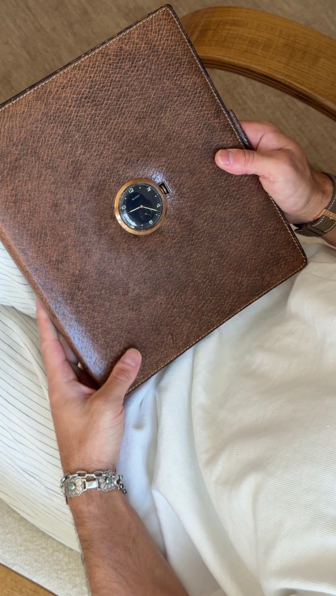 Gucci Leather Document Binder with Integrated Watch - Italy, 1970 | Collectors Gene