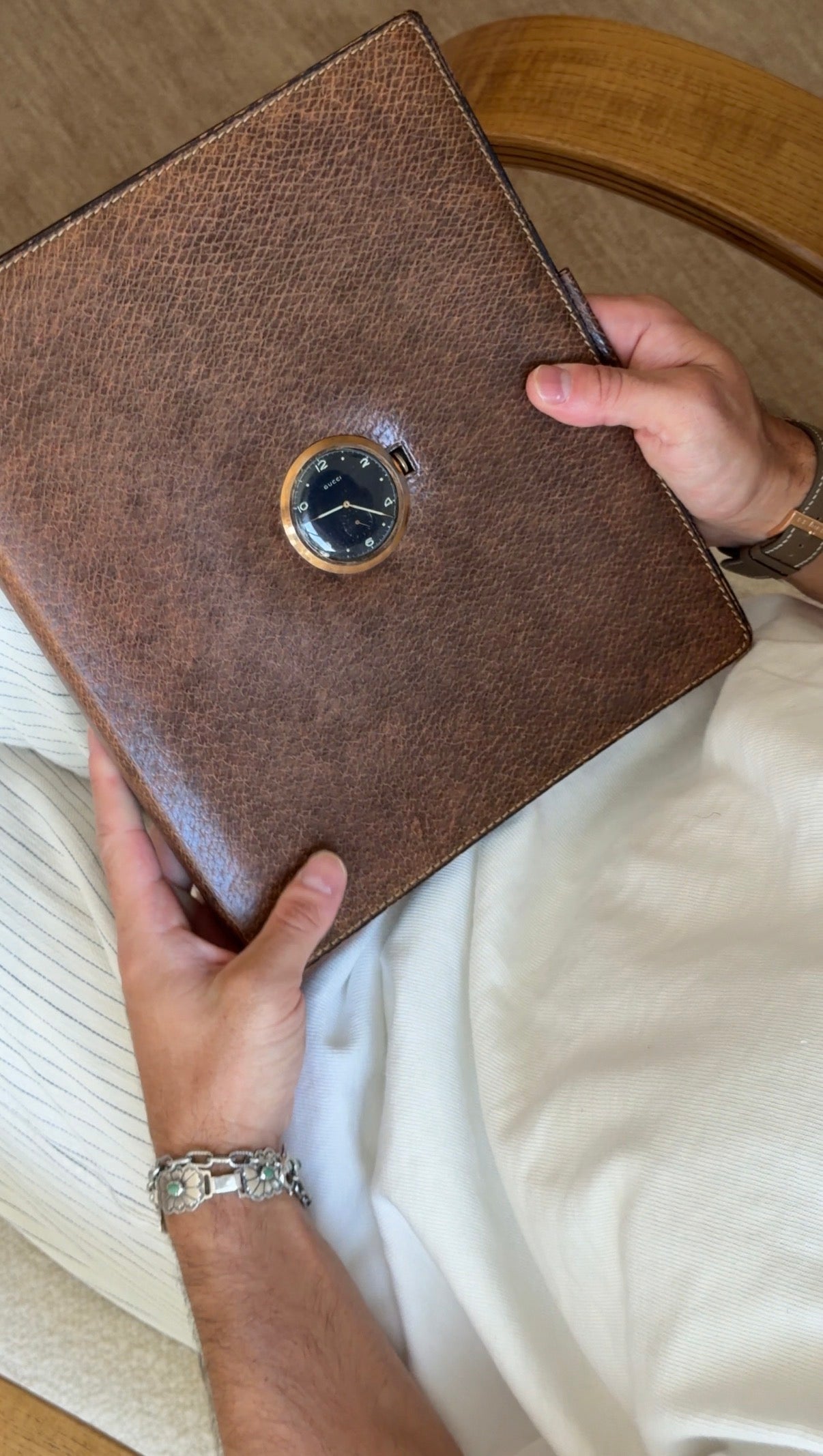 Gucci Leather Document Binder with Integrated Watch - Italy, 1970 | Collectors Gene