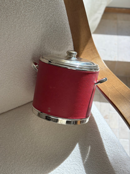 Gucci Silver Plated &amp; Saffiano Leather Champagne Ice Bucket - Made in Italy | Collectors Gene