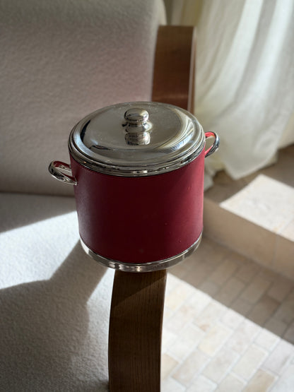Gucci Silver Plated &amp; Saffiano Leather Champagne Ice Bucket - Made in Italy | Collectors Gene
