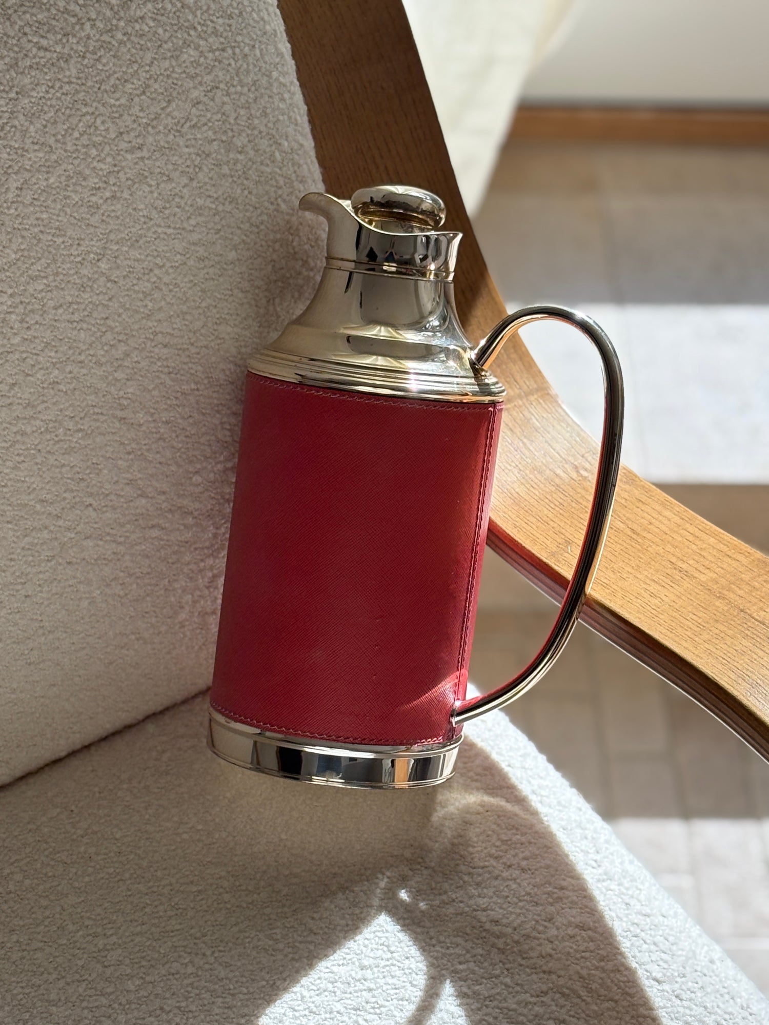 Gucci Silver Plated &amp; Saffiano Leather Thermos Pot - Made in Italy | Collectors Gene