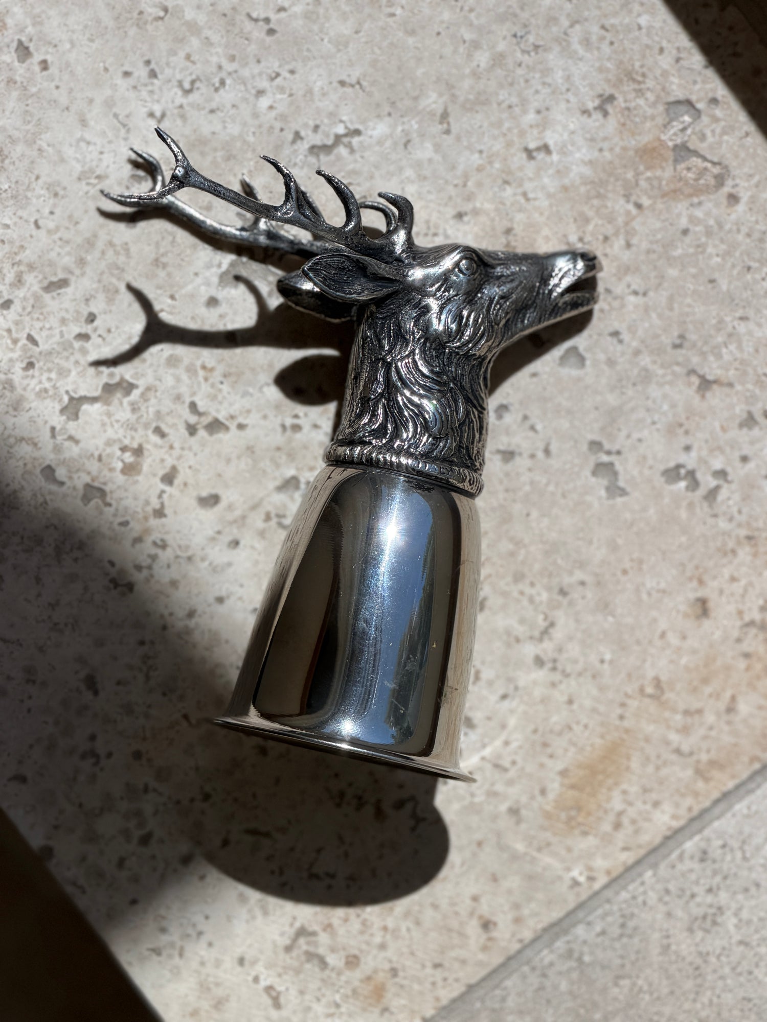 Gucci Stag Stirrup Cup in Silver Plated Brass - Italy c.1970