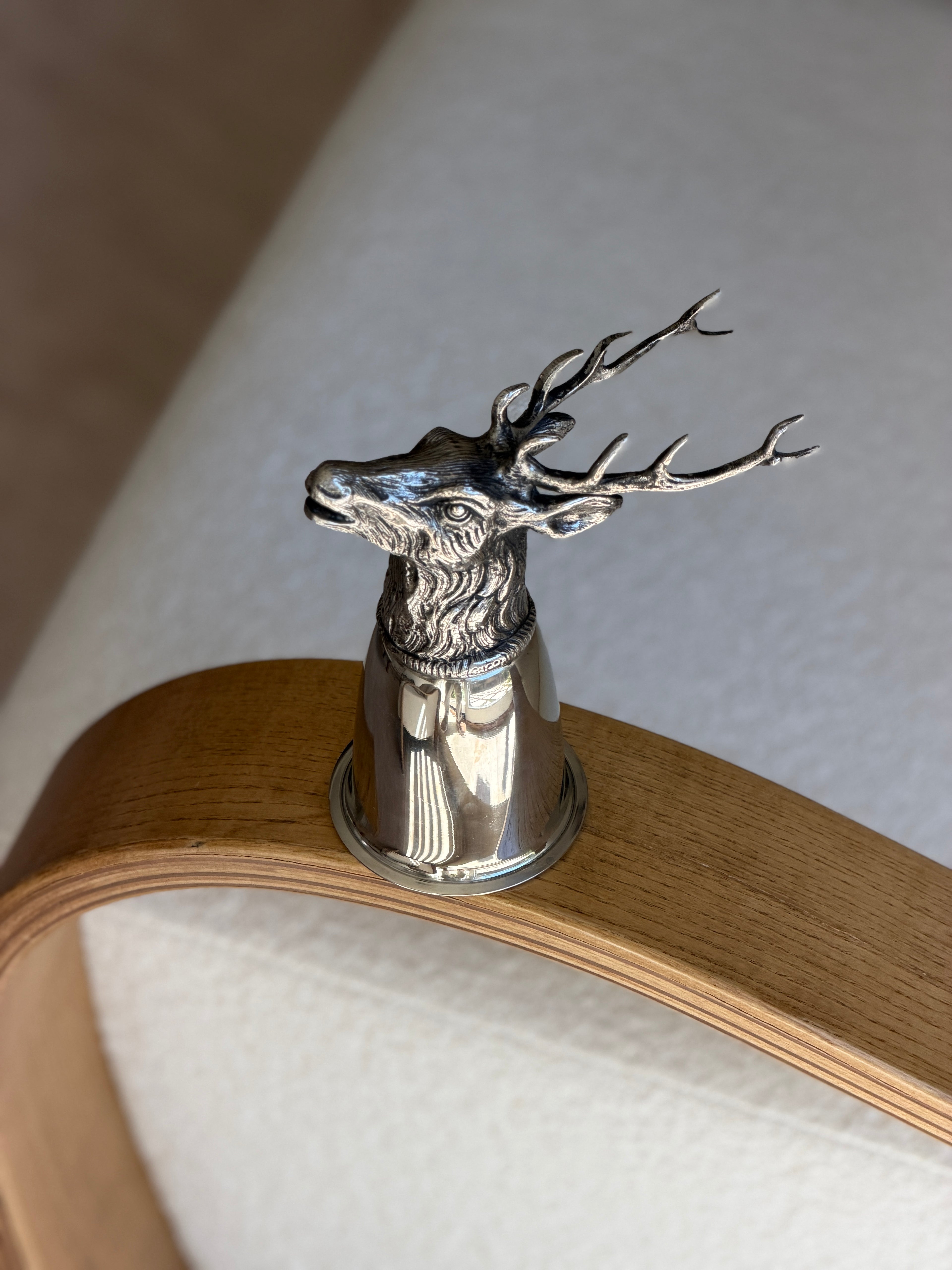 Gucci Stag Stirrup Cup in Silver Plated Brass - Italy c.1970