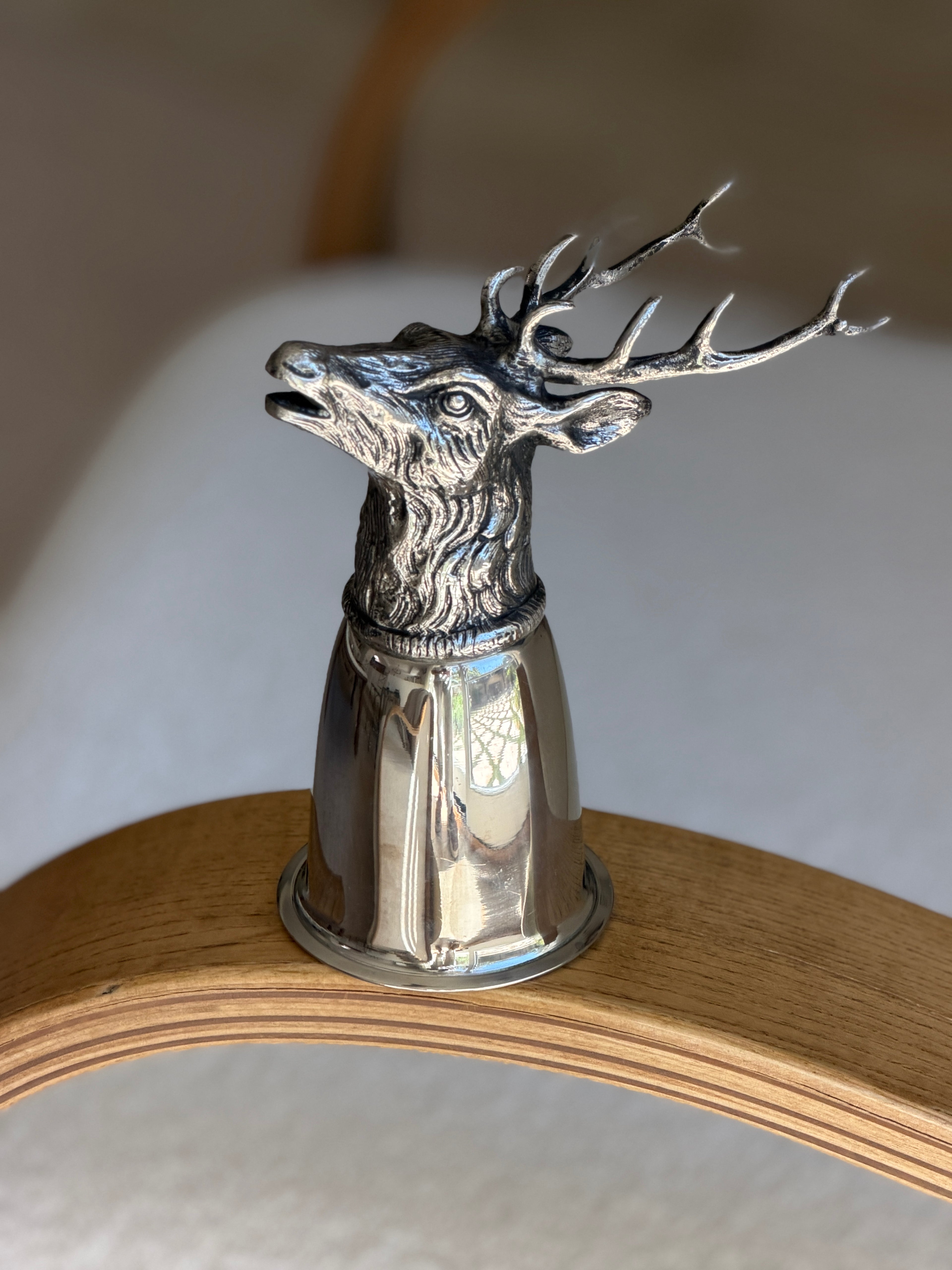 Gucci Stag Stirrup Cup in Silver Plated Brass - Italy c.1970