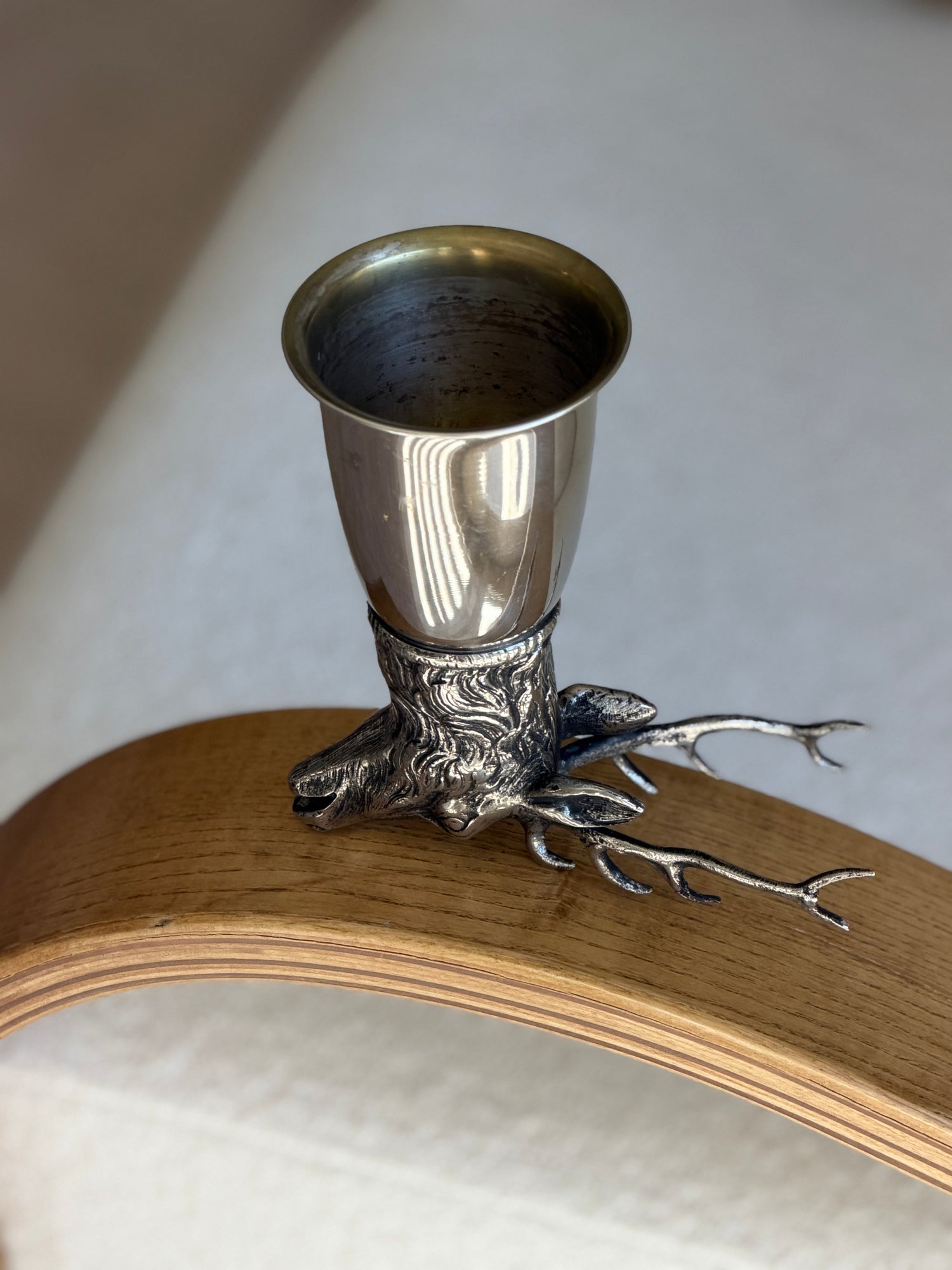 Gucci Stag Stirrup Cup in Silver Plated Brass - Italy c.1970