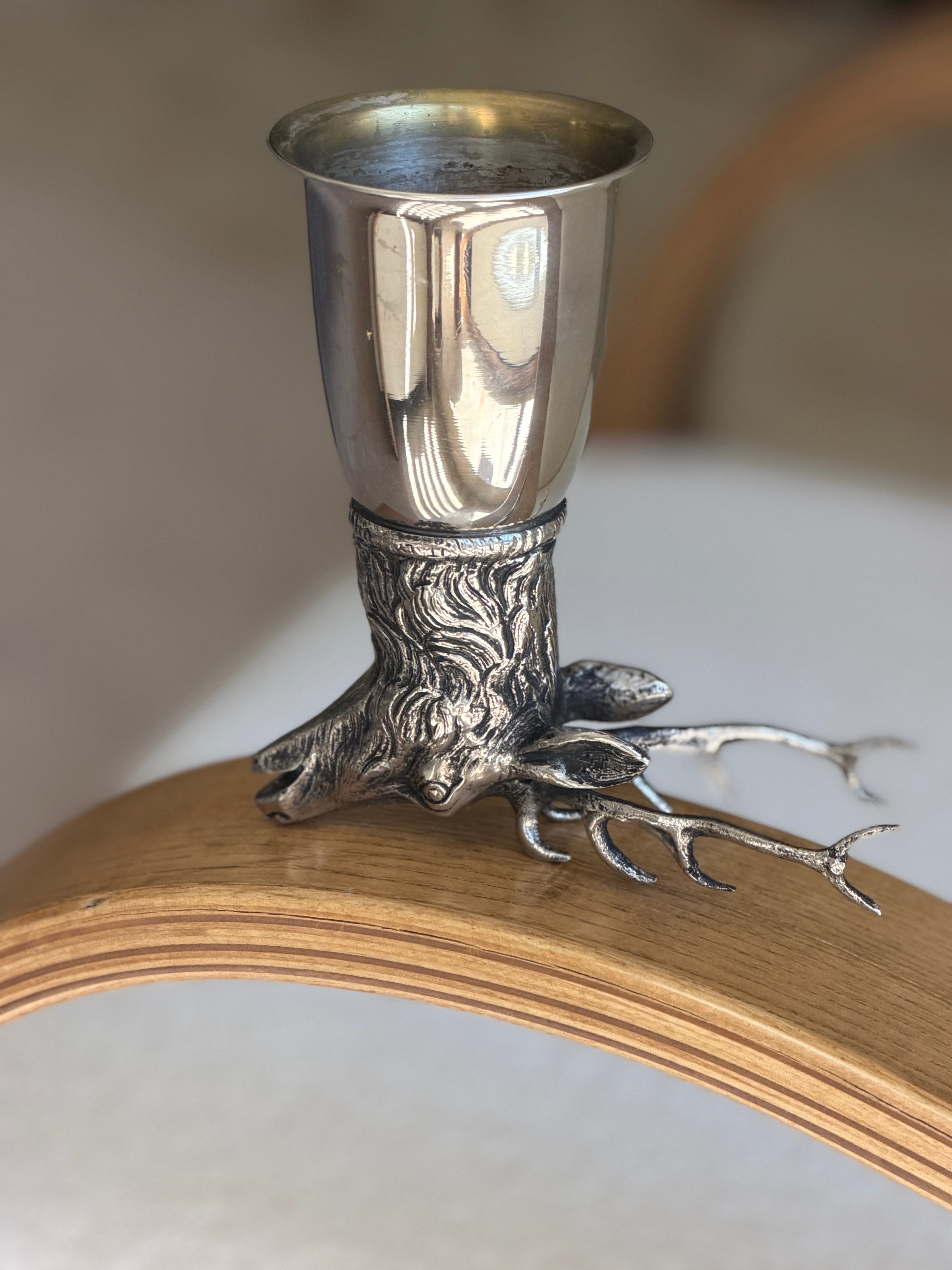 Gucci Stag Stirrup Cup in Silver Plated Brass - Italy c.1970
