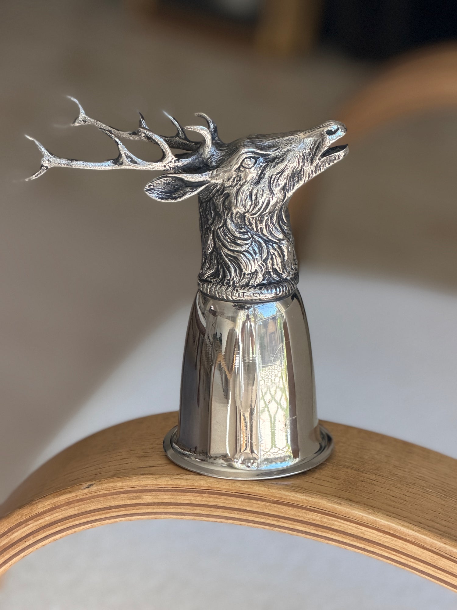 Gucci Stag Stirrup Cup in Silver Plated Brass - Italy c.1970