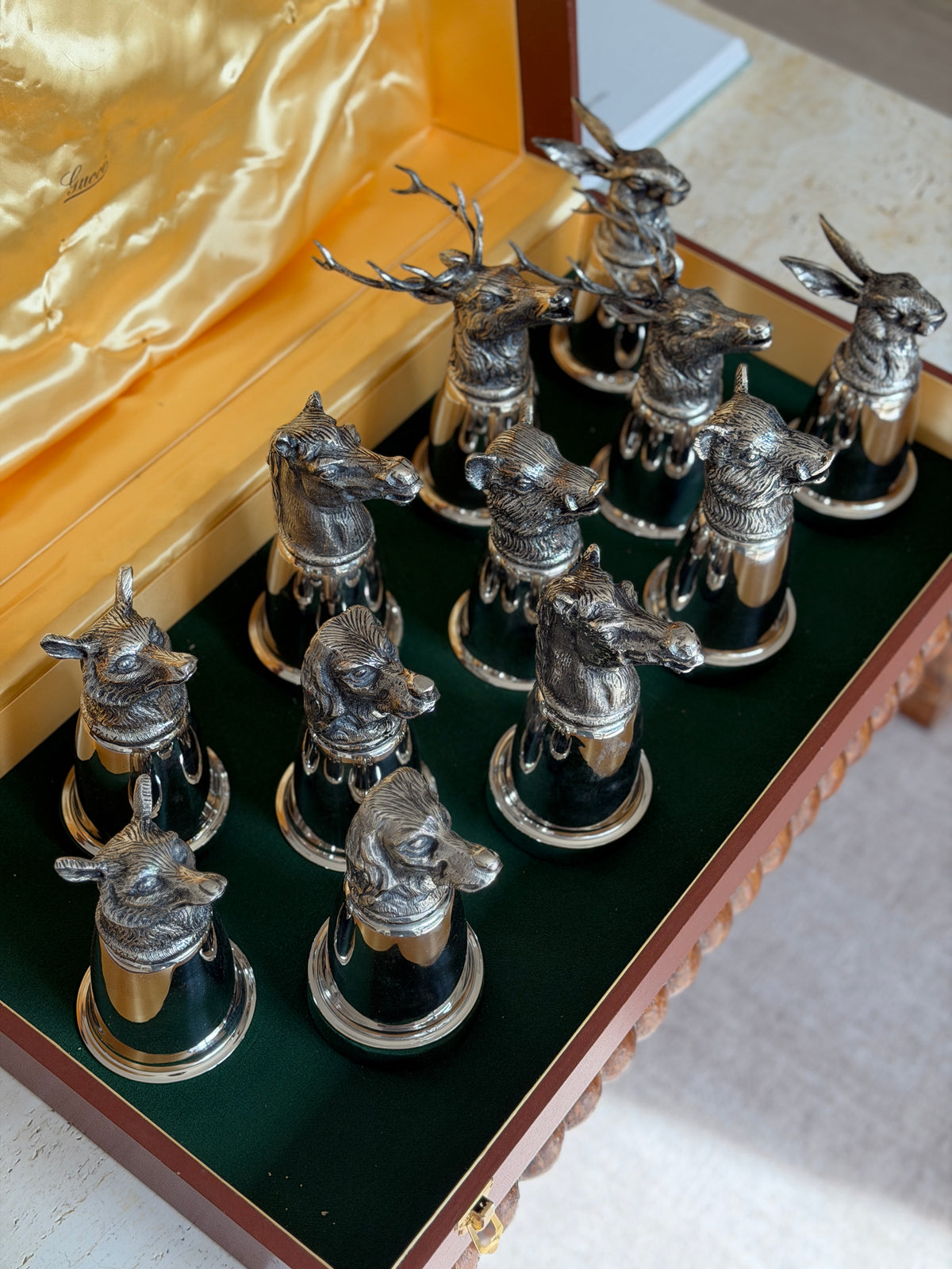 Gucci Stirrup Cup Set of 12 in Fitted Display Box - Italy, c.1970