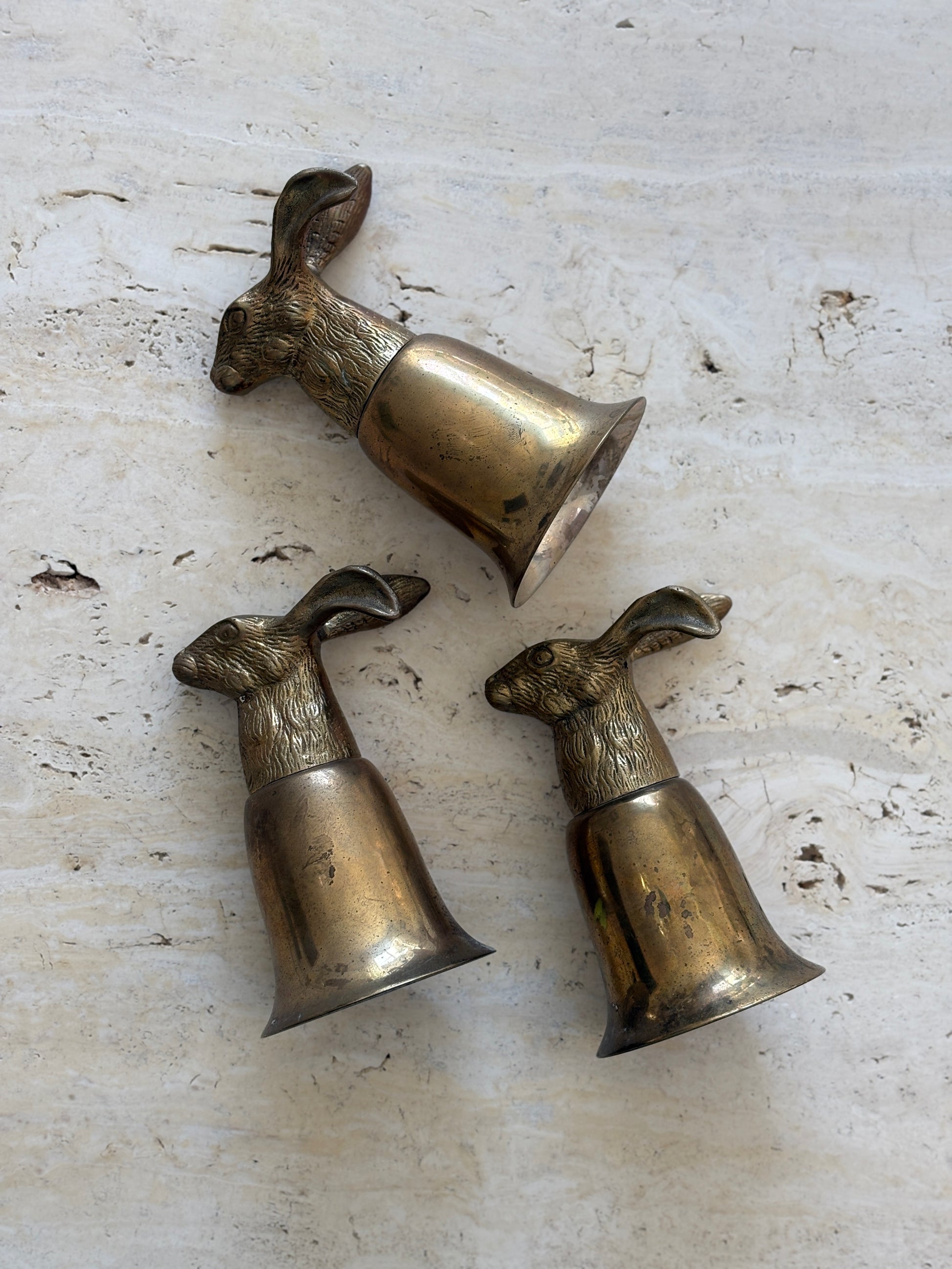Hare Rabbit Brass Stirrup Cup Set | Collectors Gene Vintage Store