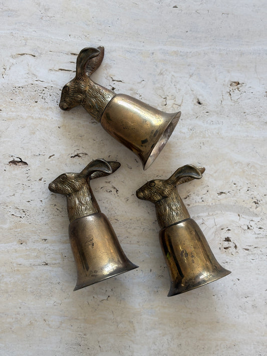 Hare Rabbit Brass Stirrup Cup Set | Collectors Gene Vintage Store