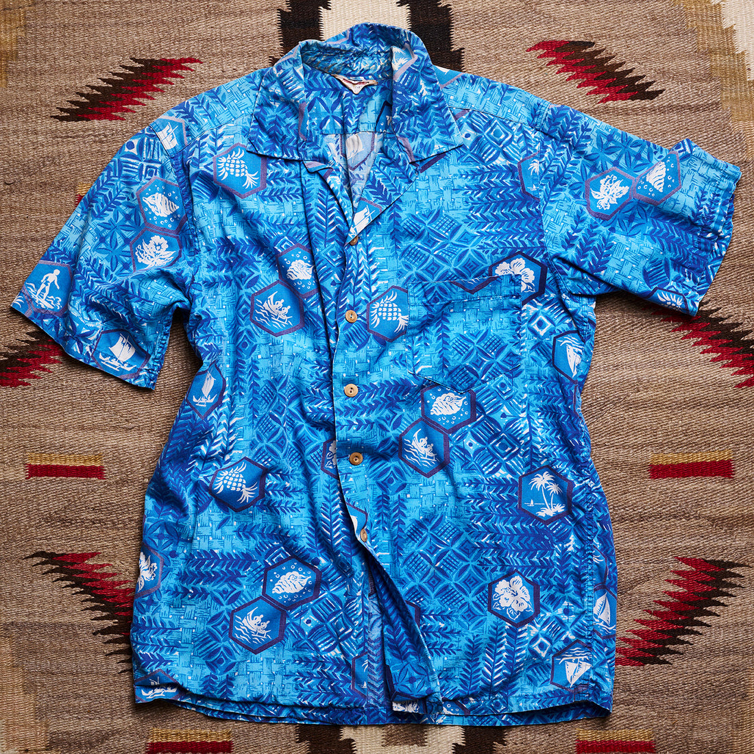 Hawaiian Kamenamena Blue Short Sleeve Shirt | Doug Bihlmaier