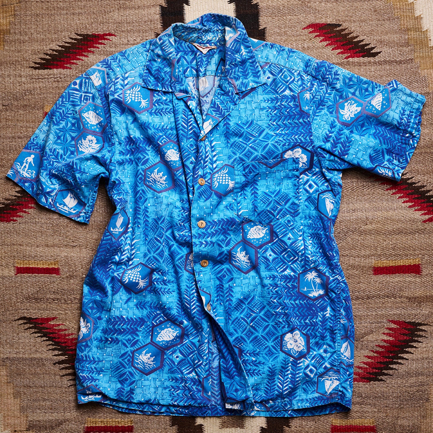 Hawaiian Kamenamena Blue Short Sleeve Shirt | Doug Bihlmaier