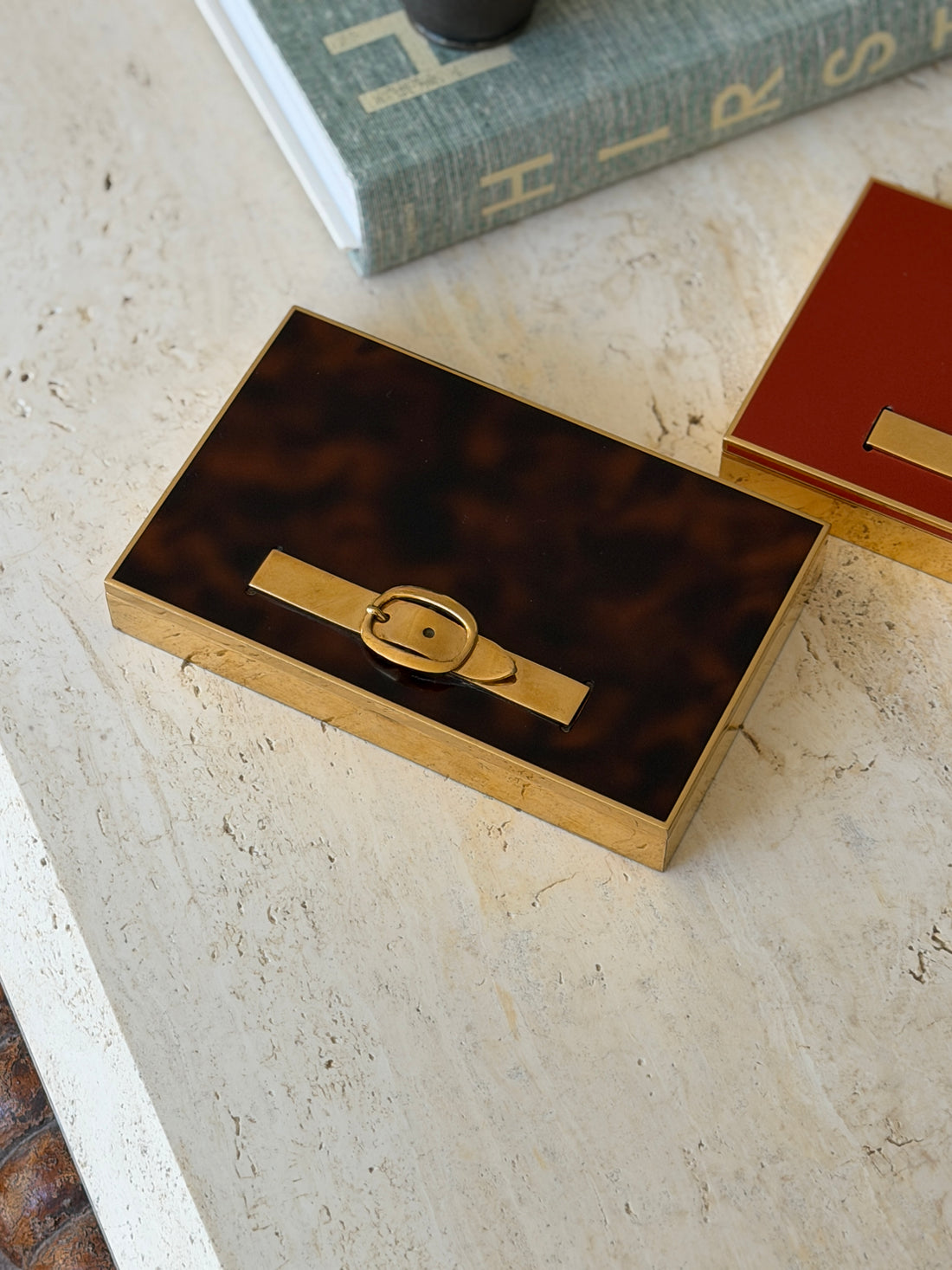 Hermes Belt Box by Maria Pergay in Brown Tortoiseshell Lacquer | Collectors Gene