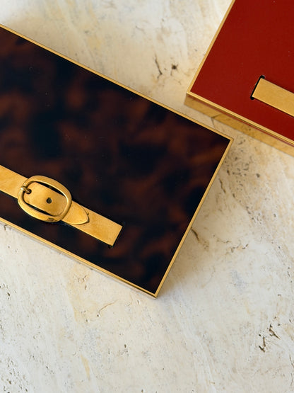 Hermes Belt Box by Maria Pergay in Brown Tortoiseshell Lacquer | Collectors Gene