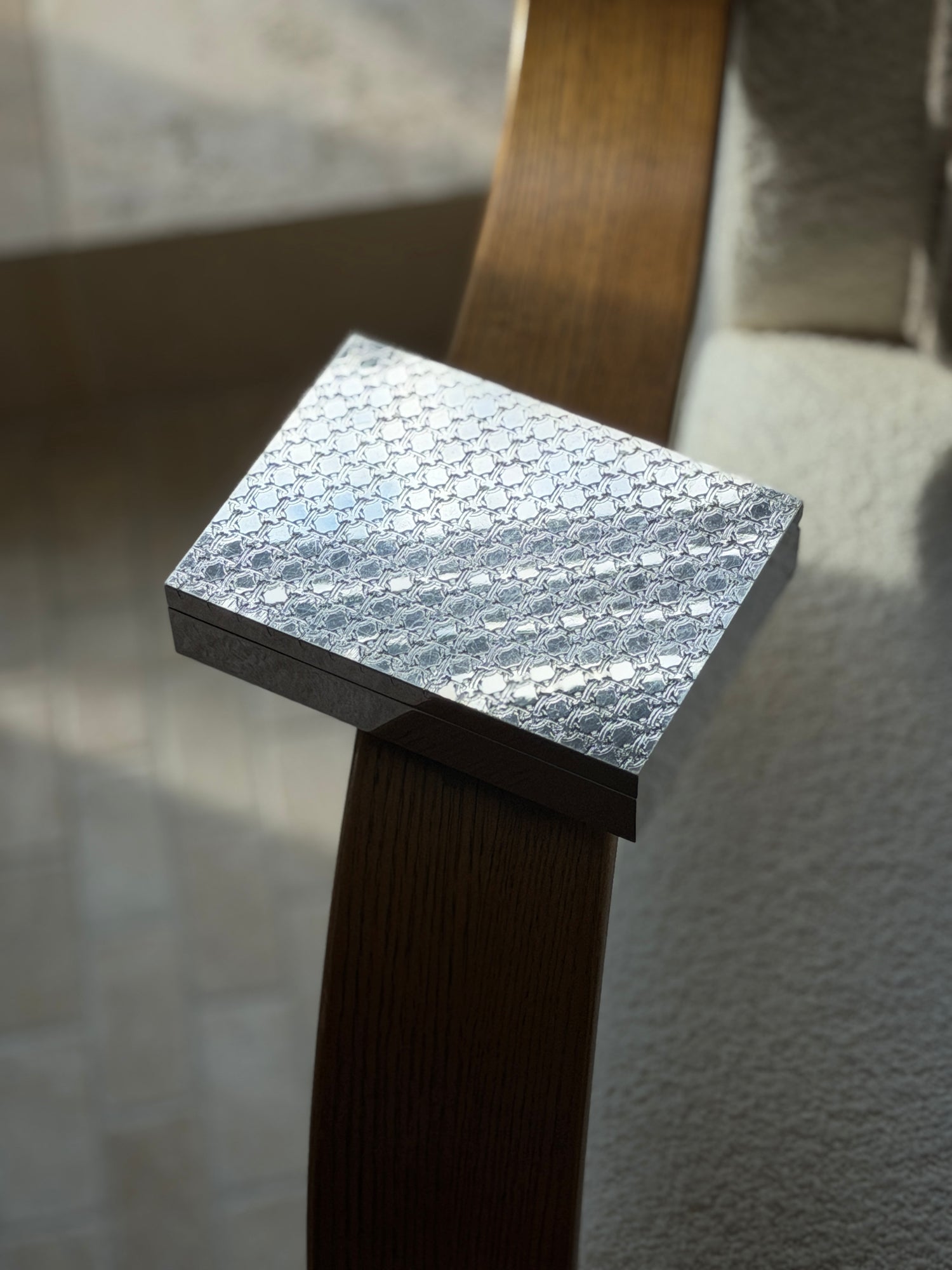 Hermes Chain-Link Pattern Silver Plate Cedar Box | Collectors Gene