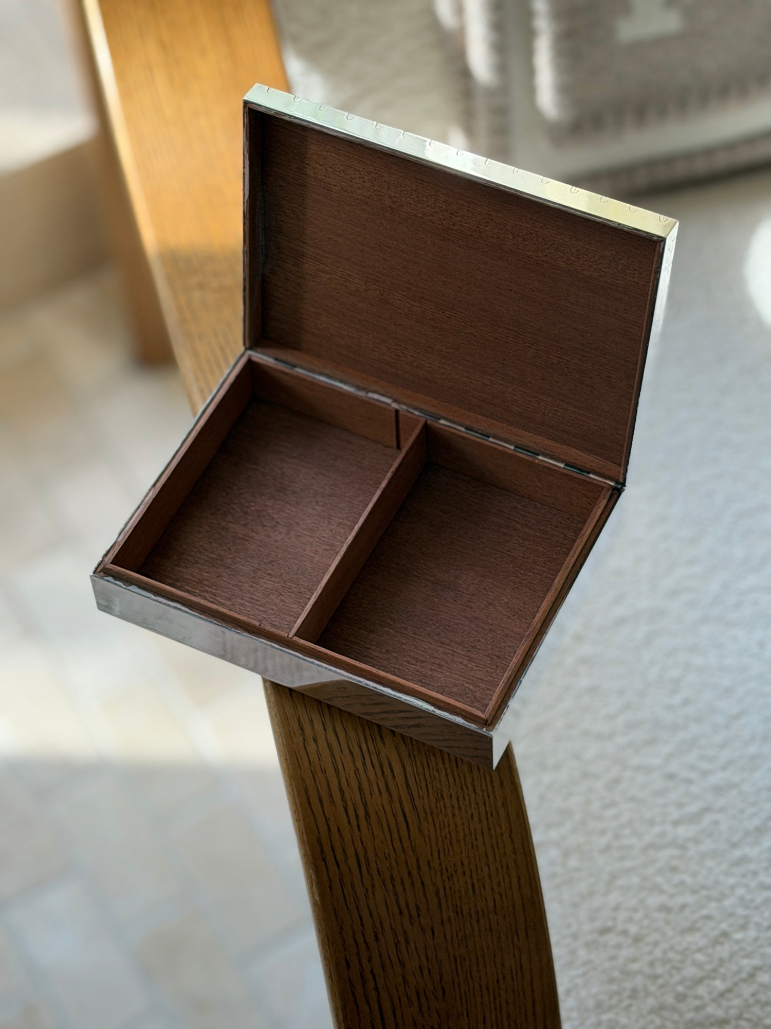 Hermes Chain-Link Pattern Silver Plate Cedar Box | Collectors Gene