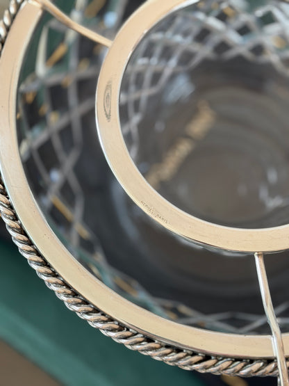 Hermes Crystal Caviar Service with Chain Link Silver Mount