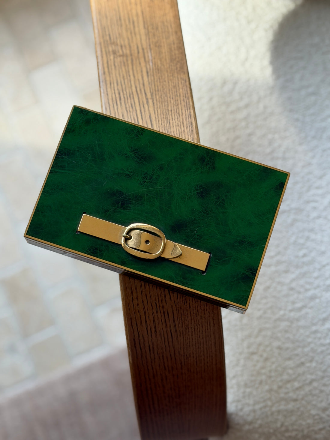 Hermes Deep Green Enamel Gilt Brass Belt Motif Box | Collectors Gene