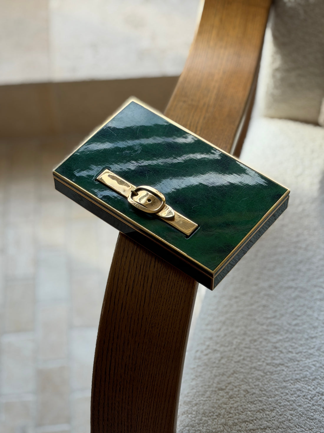 Hermes Deep Green Enamel Gilt Brass Belt Motif Box | Collectors Gene