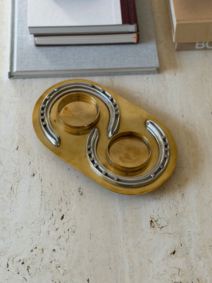 Hermes Double Horseshoe Coaster Candle Holder in Brass - France | Collectors Gene