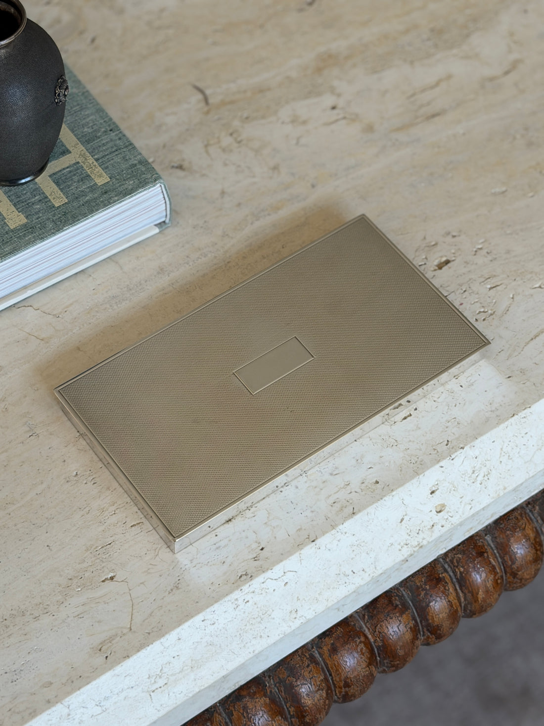 Hermes Engine-Turned Silver Plate Cedar Box | Collectors Gene
