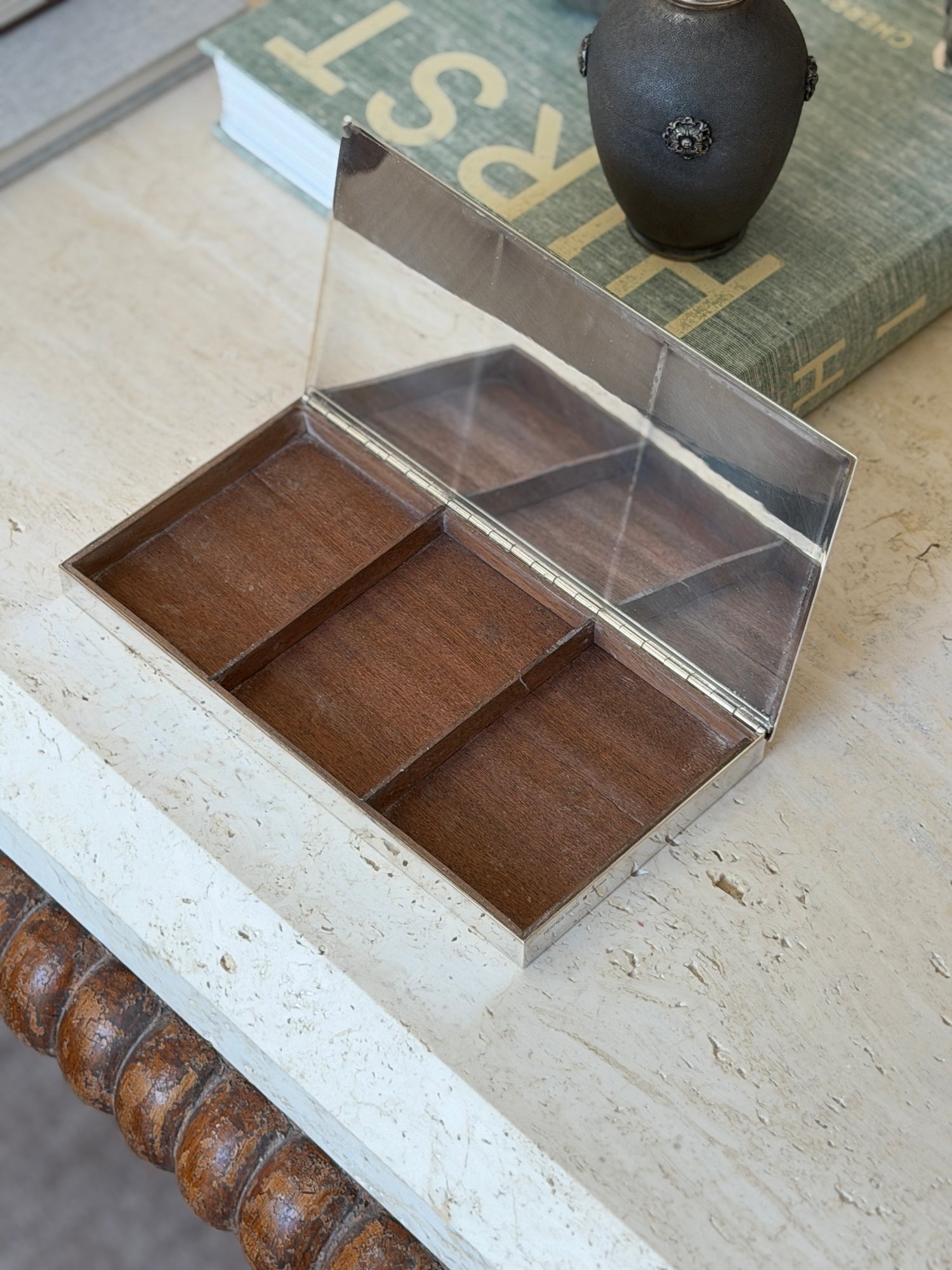 Hermes Engine-Turned Silver Plate Cedar Box | Collectors Gene
