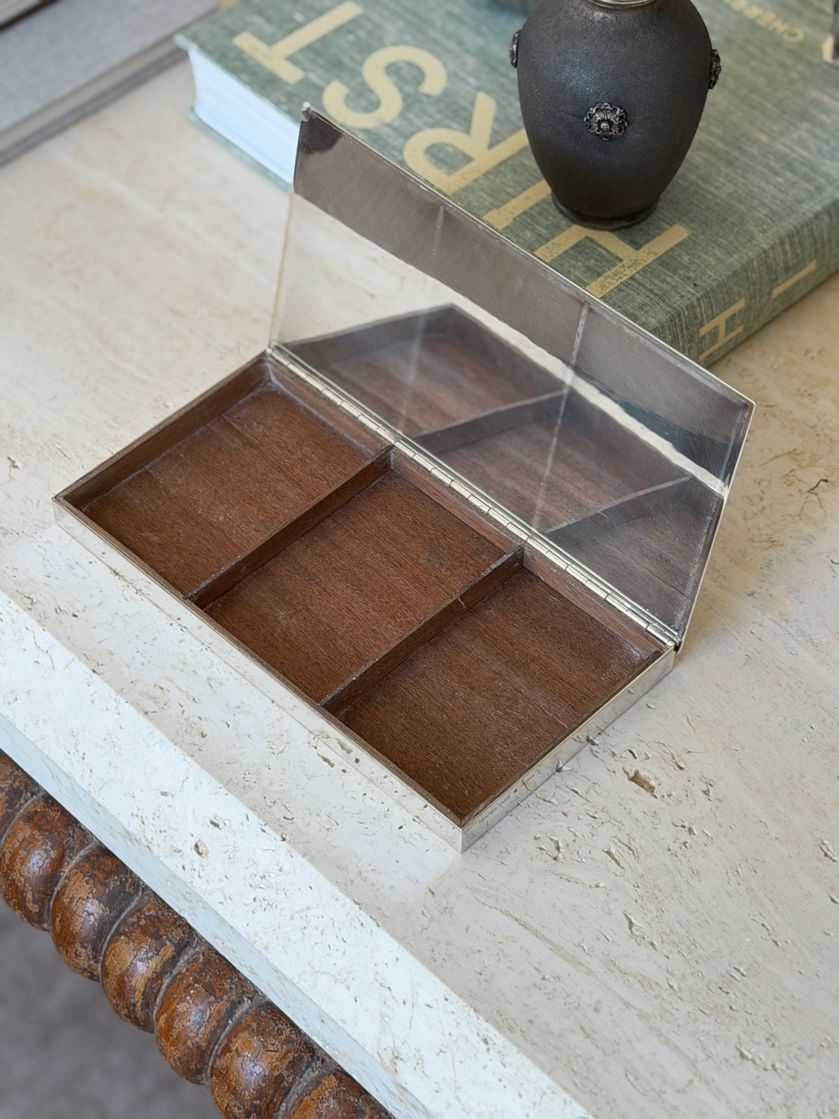 Hermes Engine-Turned Silver Plate Cedar Box | Collectors Gene