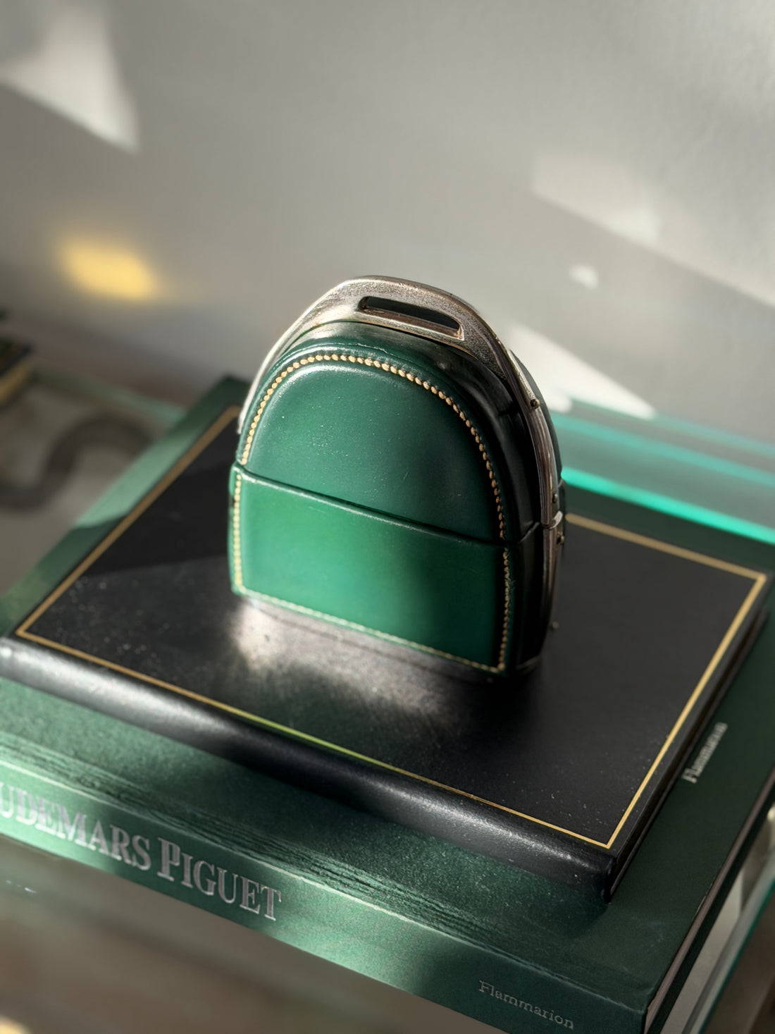 Hermes Green Leather Stirrup Box by Paul Dupre-Lafon
