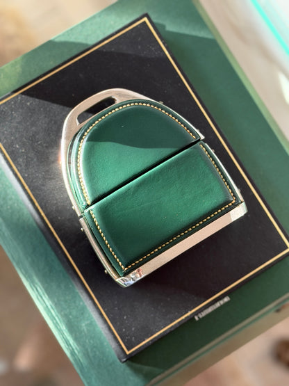 Hermes Green Leather Stirrup Box by Paul Dupre-Lafon