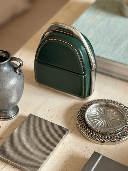 Hermes Green Leather Stirrup Box by Paul Dupre-Lafon