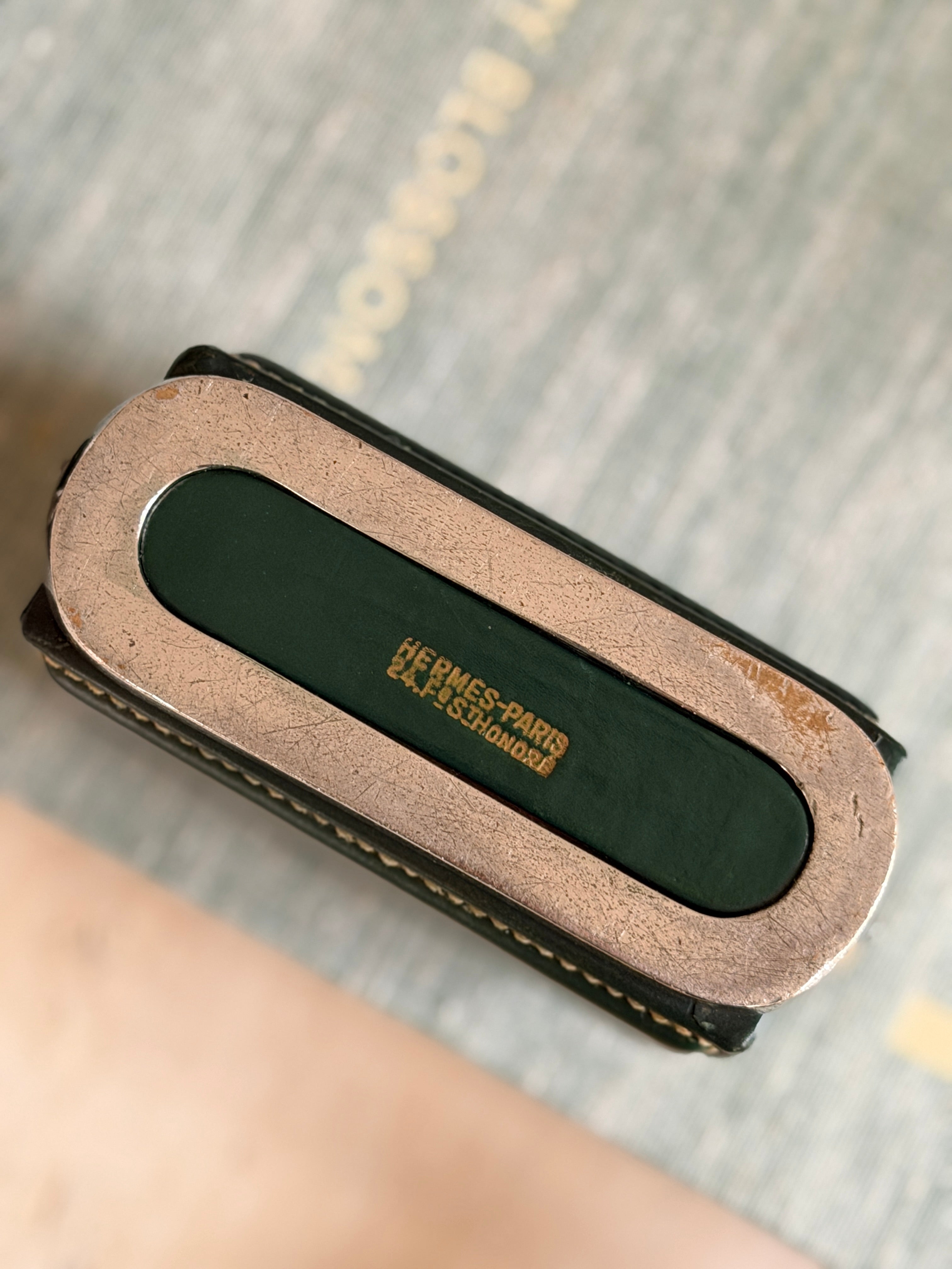 Hermes Green Leather Stirrup Box by Paul Dupre-Lafon