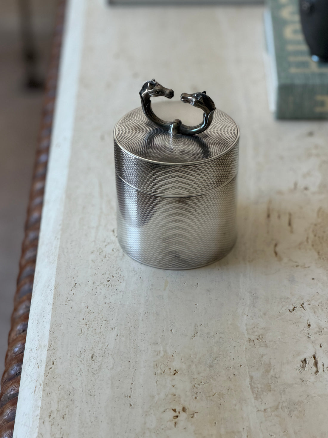Hermes Horse Head Engine Turned Humidor - France c.1960 | Collectors Gene