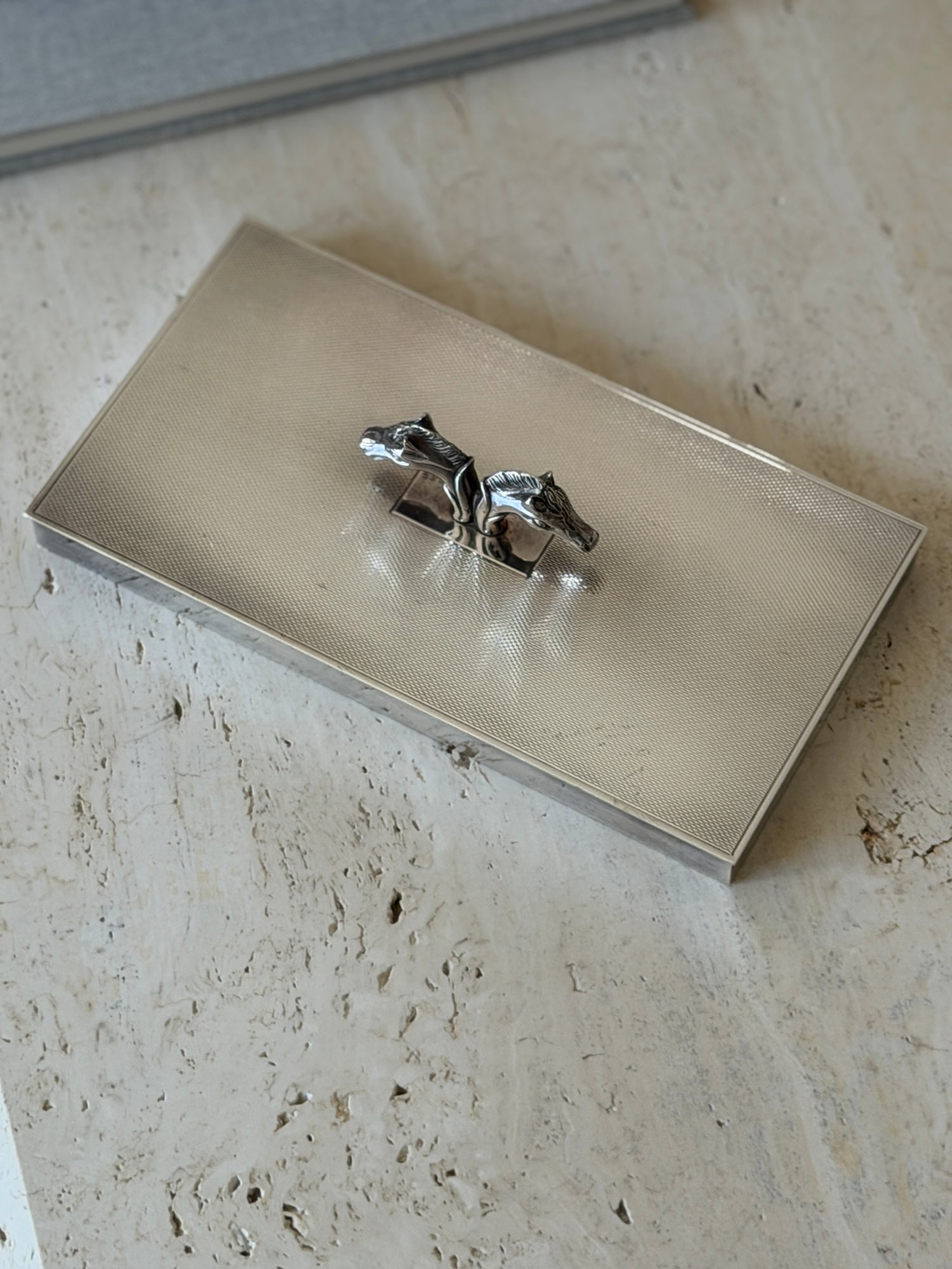 Hermes Horse Head Engine Turned Silver Box - France c.1960 | Collectors Gene