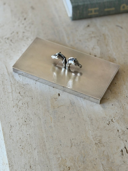 Hermes Horse Head Engine Turned Silver Plate Cedar Box | Collectors Gene