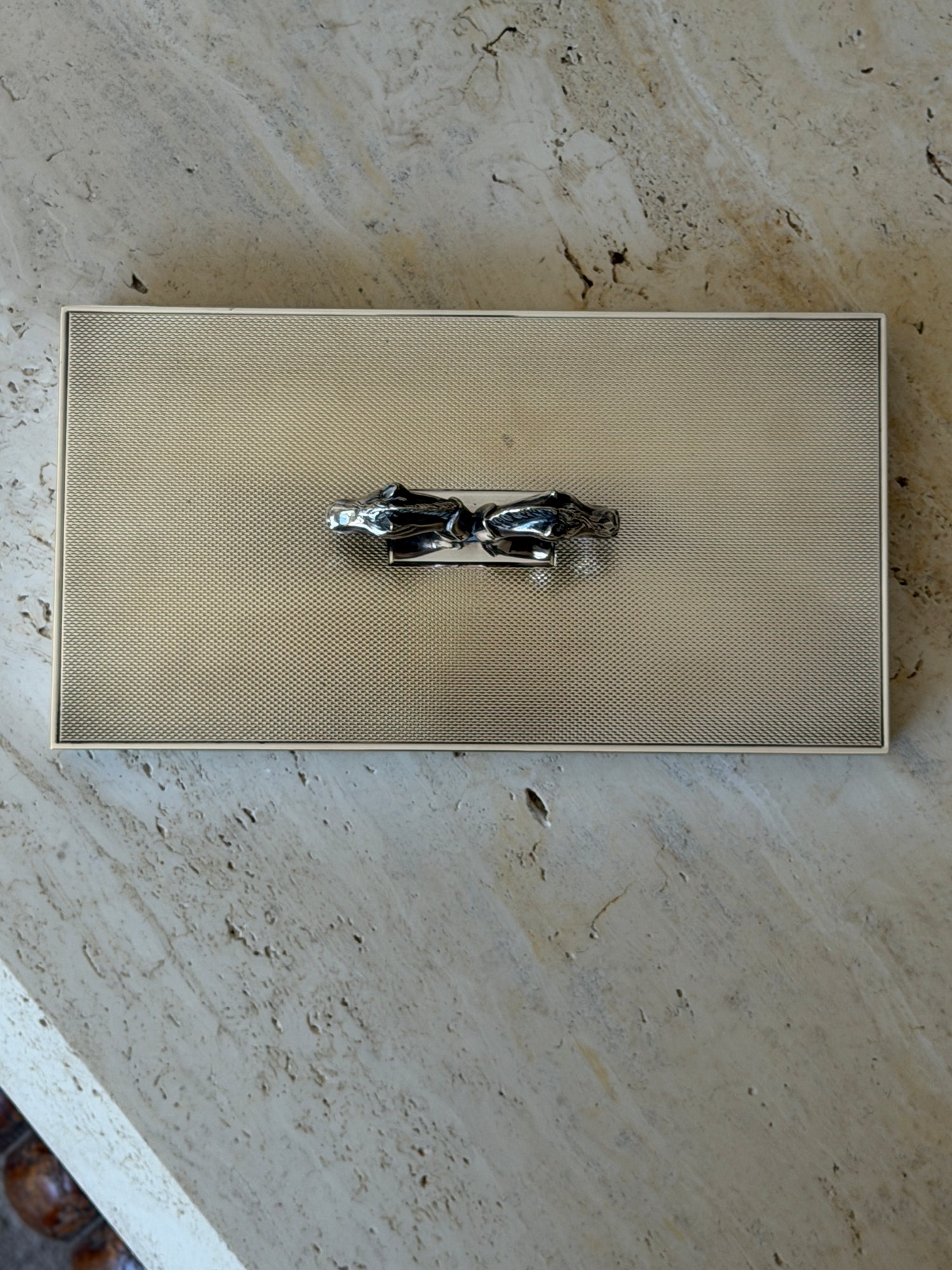Hermes Horse Head Engine Turned Silver Plate Cedar Box | Collectors Gene