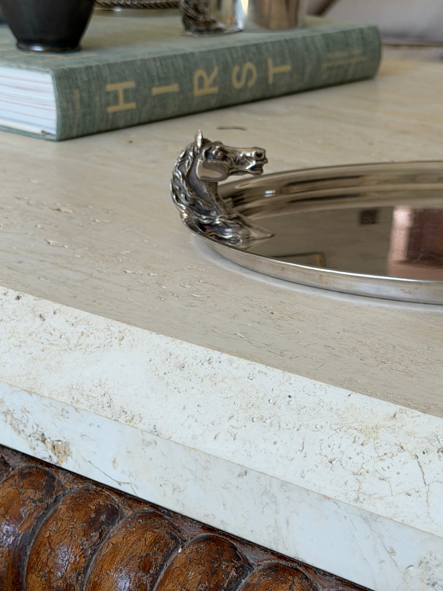 Hermes Horse Head Silver Plated Oval Serving Tray - France c.1960 | Collectors Gene