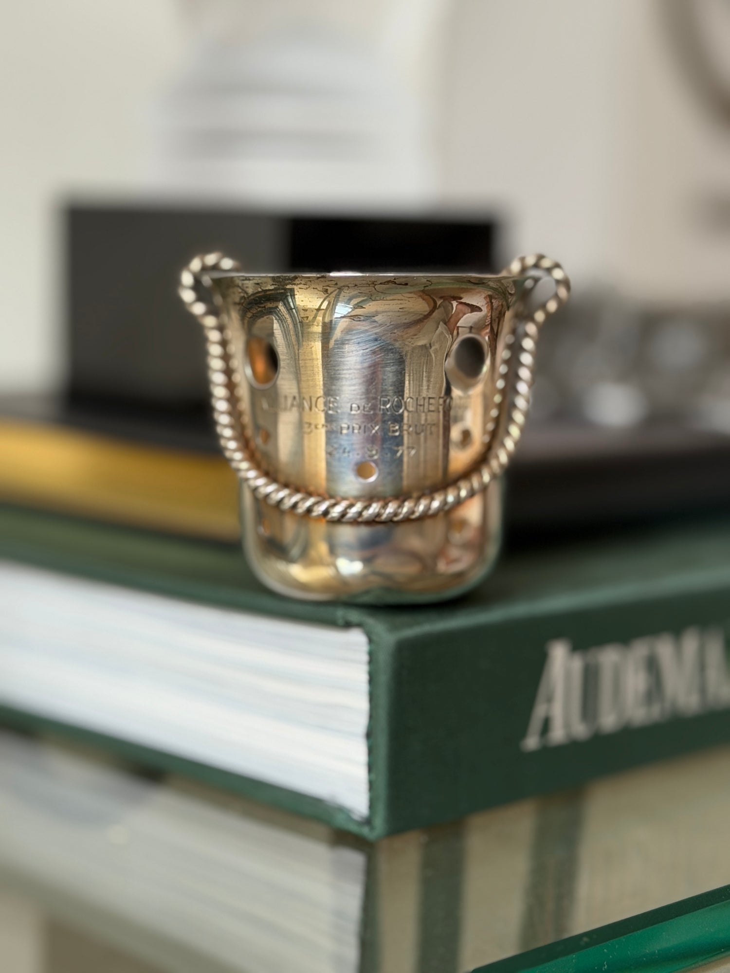 Hermes Paris Silver-Plated Golf Trophy Ball Bucket Alliance de Rochefort 1977 | Collectors Gene