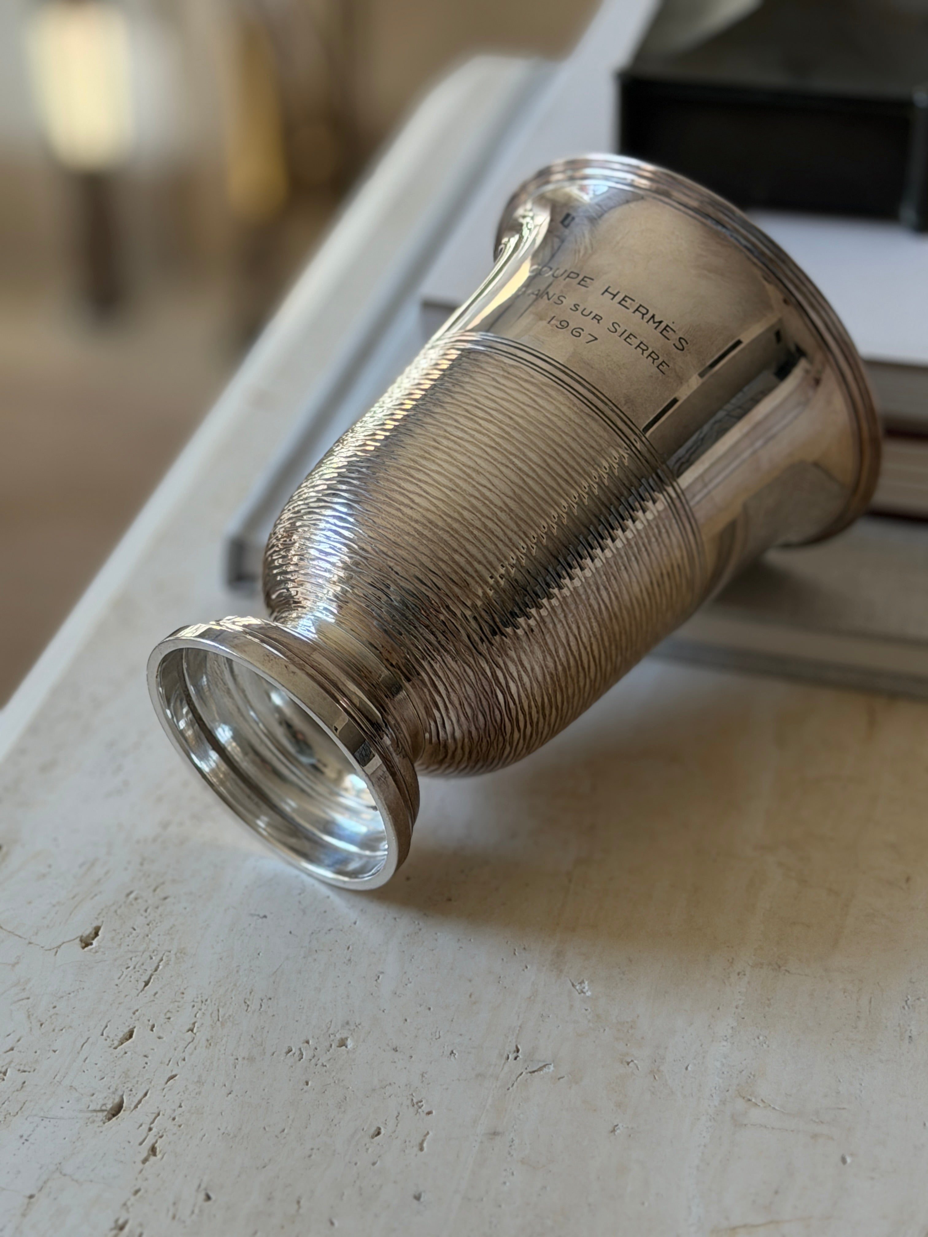 Hermes Paris Silver Plated Golf Trophy Timbale Cup Crans sur Sierre 1967 | Collectors Gene