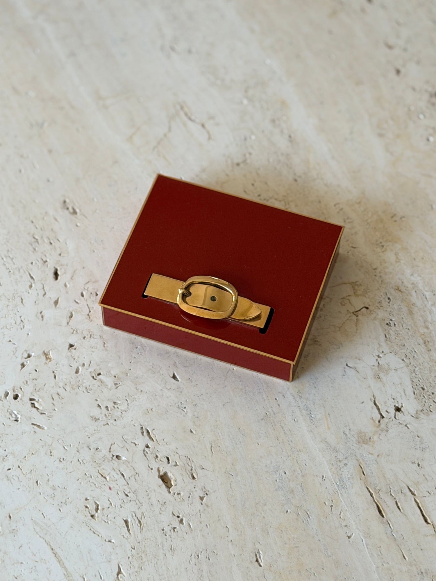 Hermes Red Lacquer Brass Buckle Desk Box by Ravinet d Enfert | Collectors Gene