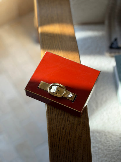 Hermes Red Lacquer Brass Buckle Desk Box by Ravinet d Enfert | Collectors Gene