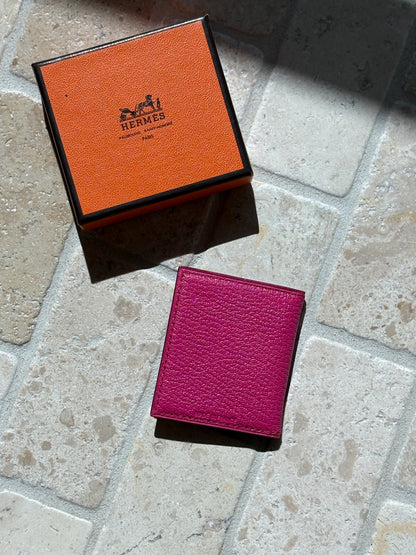 Hermes Rose Pourpre Mini Leather Photo Frame with Box K Stamp Made in France | Collectors Gene