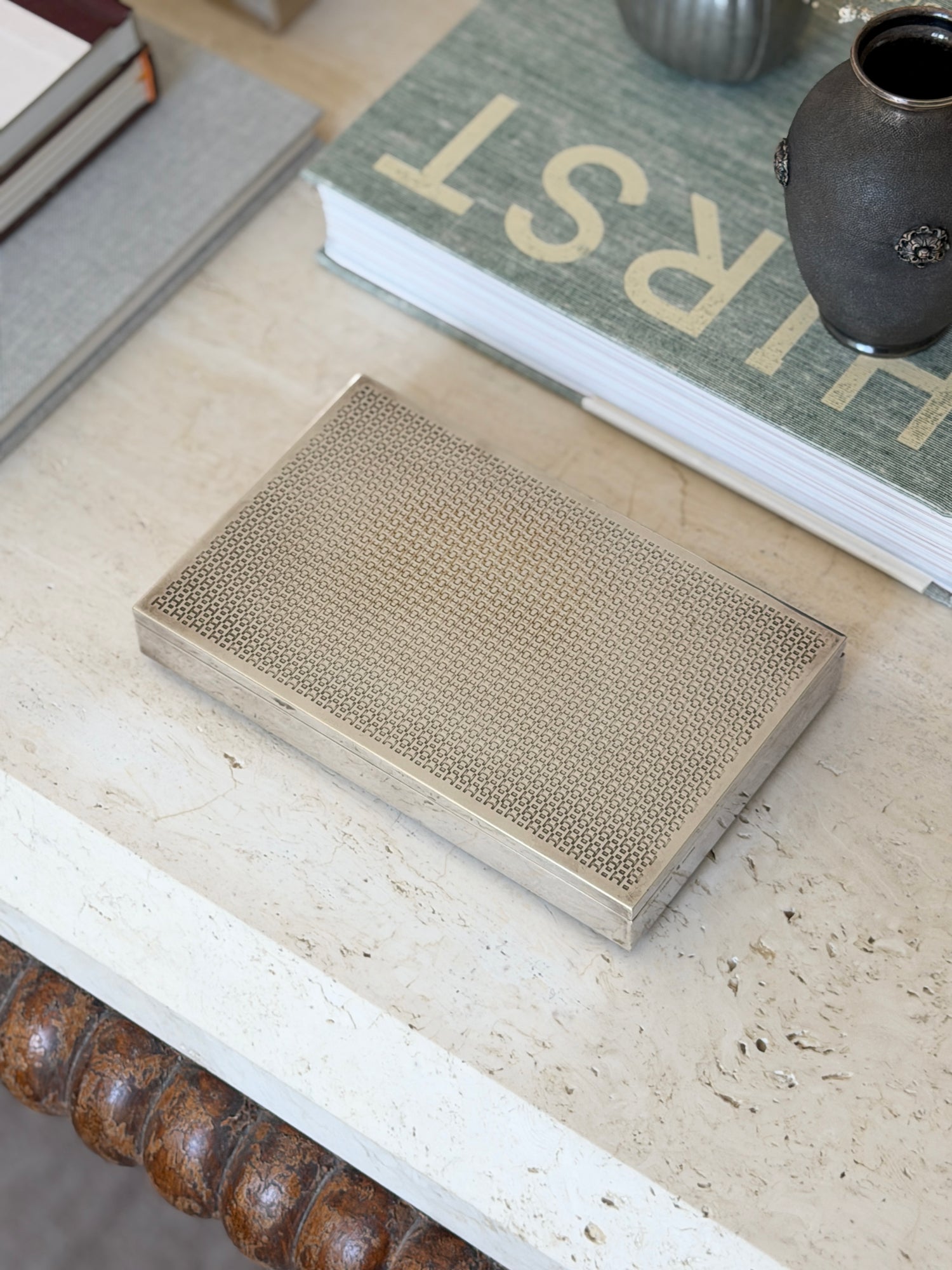 Hermes Silver Box with Repeating H Motif | Collectors Gene