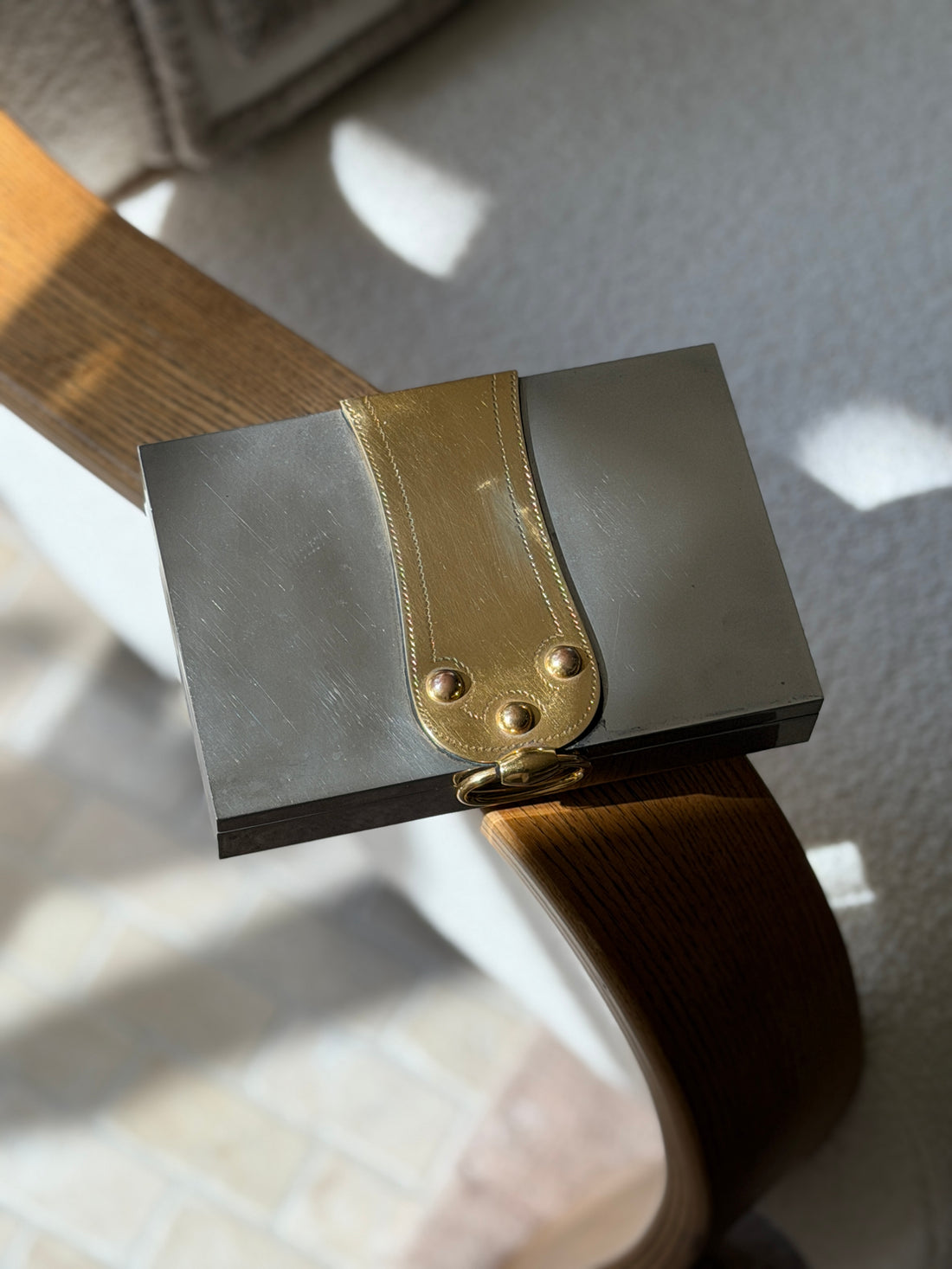 Hermès Silver Plated Box with Brass Harness Detail by Ravinet d’Enfert