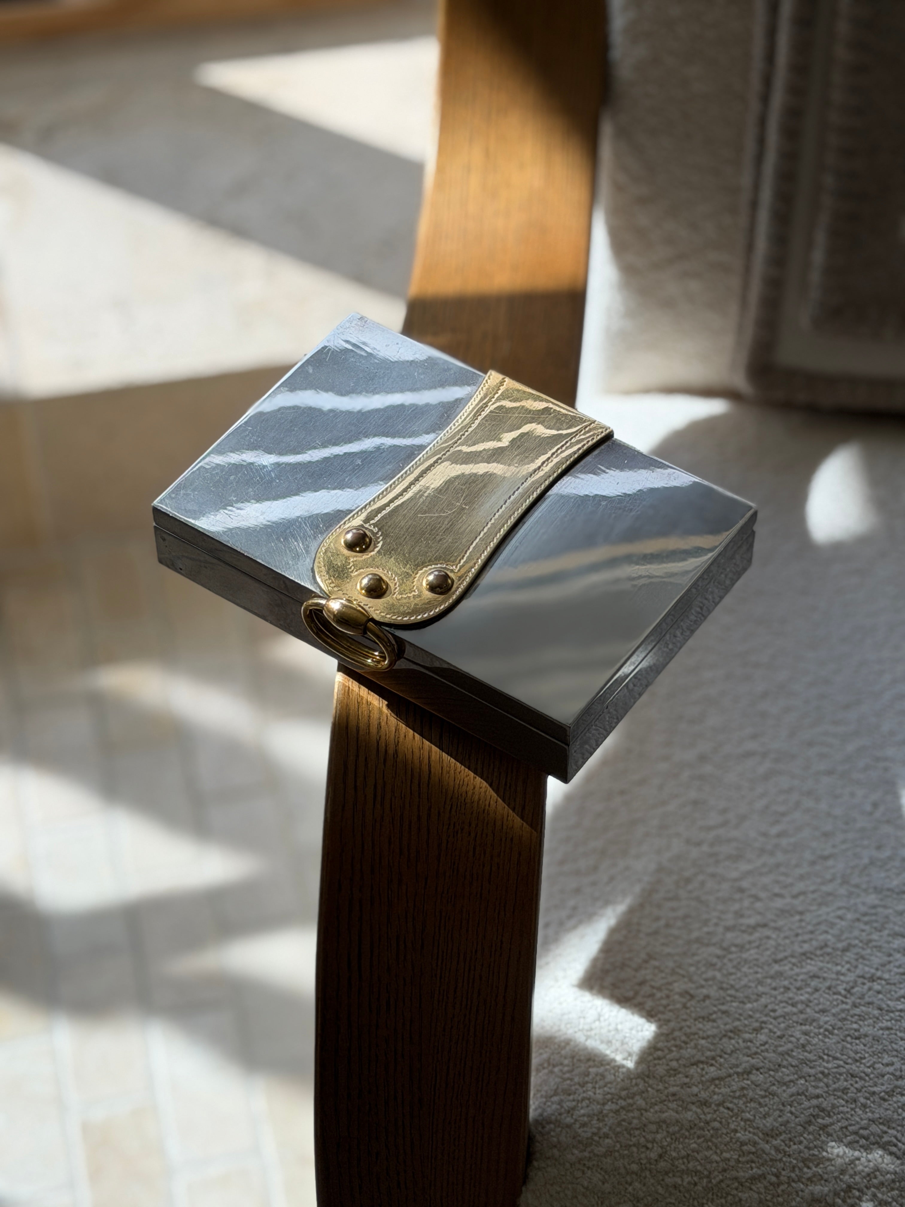 Hermes Silver Plated Box with Brass Harness Detail by Ravinet d Enfert | Collectors Gene