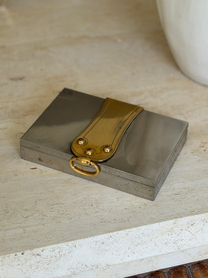 Hermes Silver Plated Box with Brass Harness Detail by Ravinet d Enfert | Collectors Gene