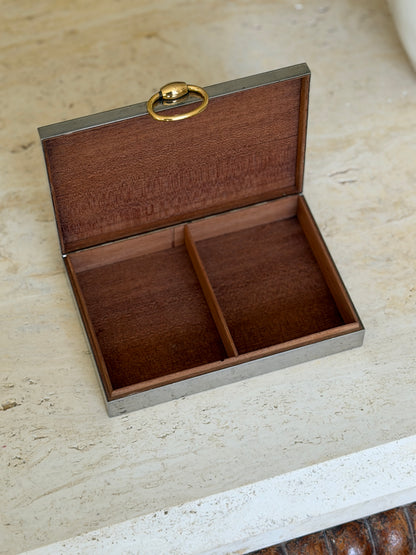 Hermes Silver Plated Box with Brass Harness Detail by Ravinet d Enfert | Collectors Gene