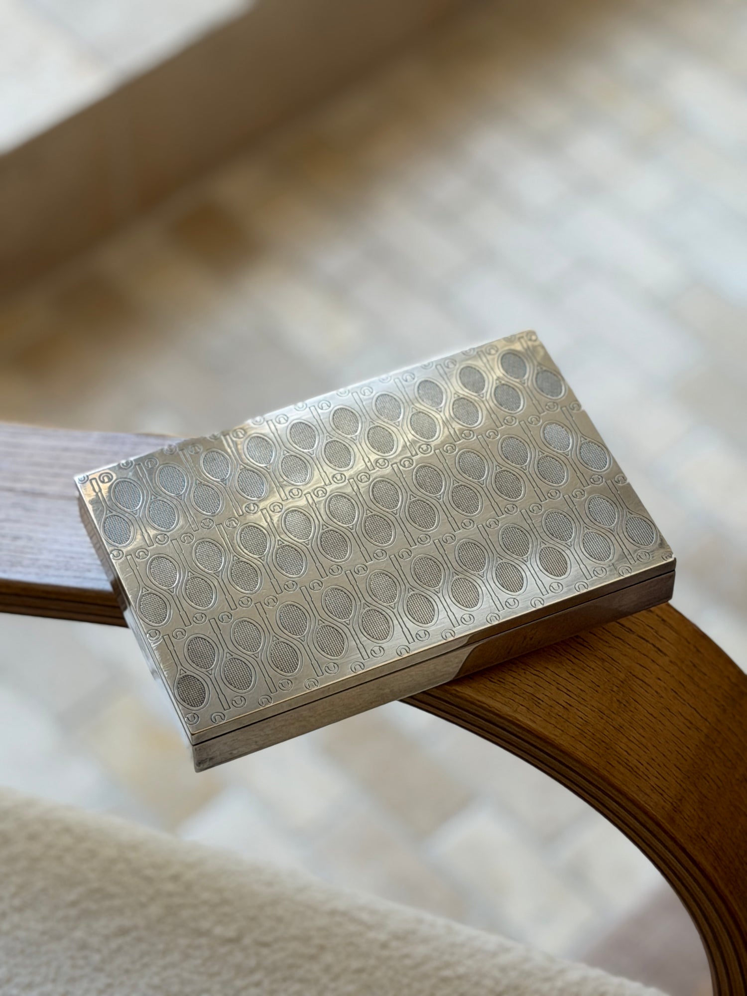 Hermes Tennis Racket Ball Engraved Box by Ravinet d Enfert | Collectors Gene