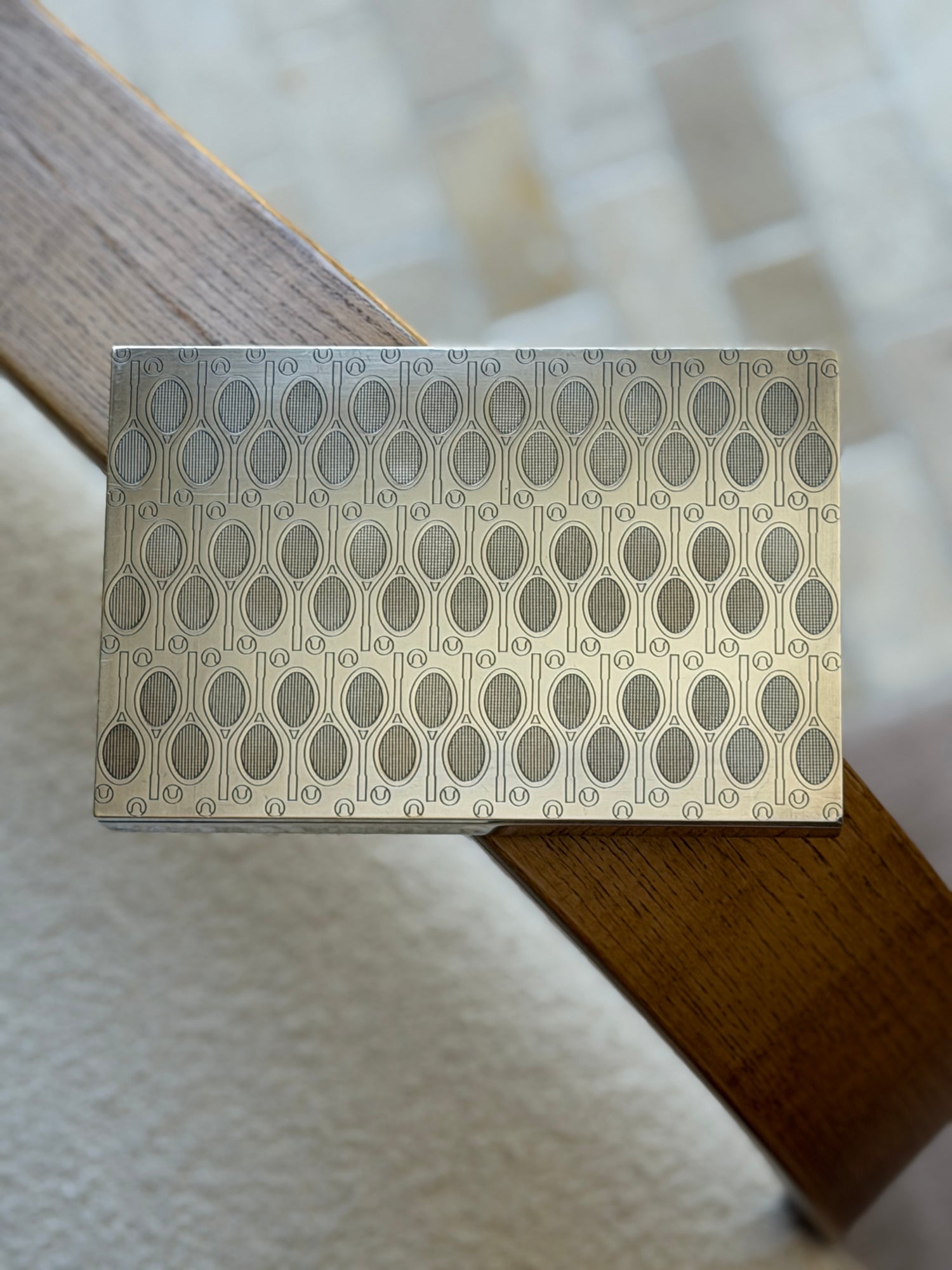 Hermes Tennis Racket Ball Engraved Box by Ravinet d Enfert | Collectors Gene