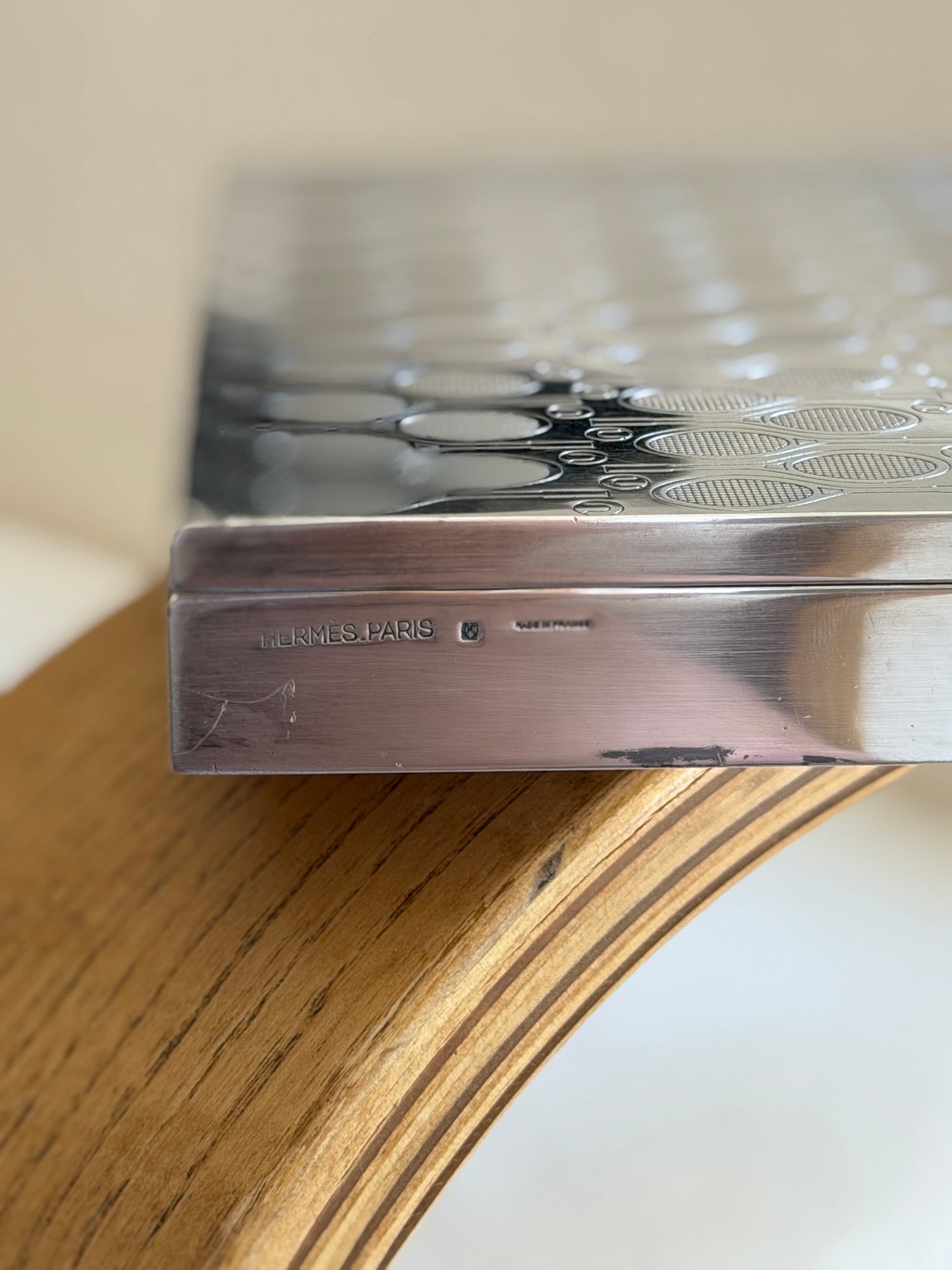Hermes Tennis Racket Ball Engraved Box by Ravinet d Enfert | Collectors Gene