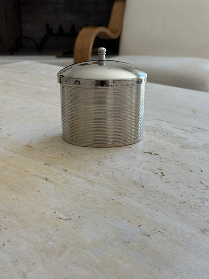 Vintage Oval & Ribbed Metal Lidded Jar